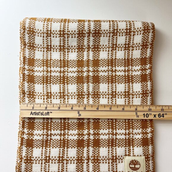 NEW Timberland Orange & White Plaid Rectangle Scarf Chunky Fall Autumn - Picture 3 of 4
